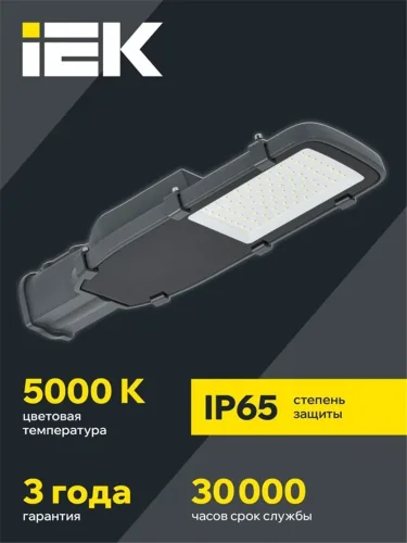 Светильник светодиодный ДКУ 1002-50Д 5000К IP65 уличный консольный сер. IEK LDKU0-1002-050-5000-K03 - фото 2