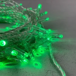 Гирлянда Нить с Колпачком 10м Зеленая 220В, 100 LED, Провод Прозрачный ПВХ, IP65