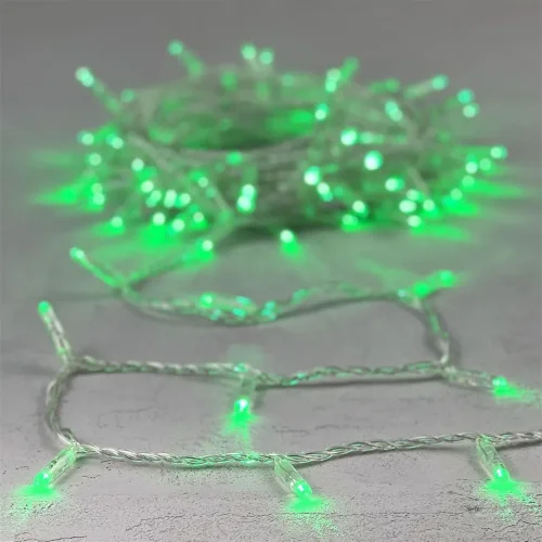 Гирлянда Нить с Колпачком 10м Зеленая 220В, 100 LED, Провод Прозрачный ПВХ, IP65. Фото 6.
