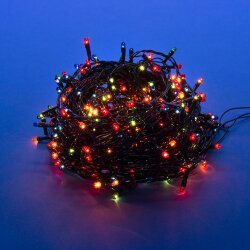 UDL-S1500-300-DGA MULTI IP20 MINI Гирлянда с контроллером, 15м, 300 миниламп накаливания, Разноцветный свет, Провод зеленый.