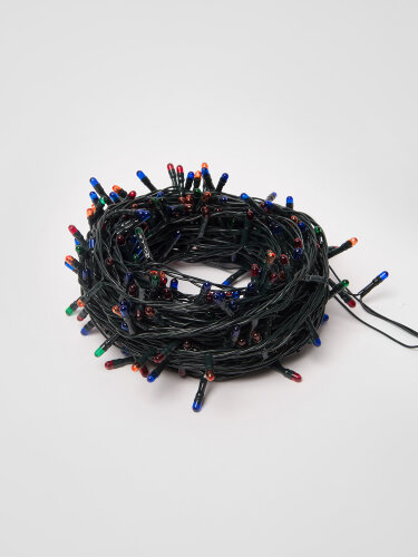 UDL-S1500-300-DGA MULTI IP20 MINI Гирлянда с контроллером, 15м, 300 миниламп накаливания, Разноцветный свет, Провод зеленый. - фото 2