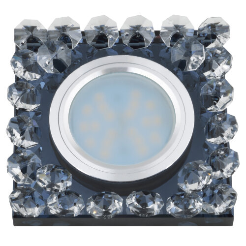 DLS-L131 GU5.3 CHROME-BLACK Светильник декоративный встраиваемый, серия Luciole, Без лампы, цоколь GU5.3, Доп, светодиодная подсветка 3Вт, Металл-стекло, Хром-черный - фото 1