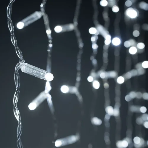 Гирлянда Занавес с Колпачком 2 x 3 м Белый 220В, 600 LED, Провод Прозрачный ПВХ, IP65. Фото 4.