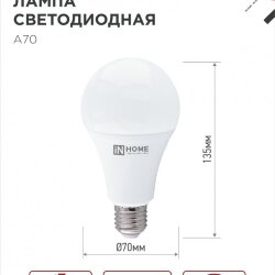 Лампа светодиодная LED-A70-VC 30Вт 230В Е27 6500К 2850Лм IN HOME