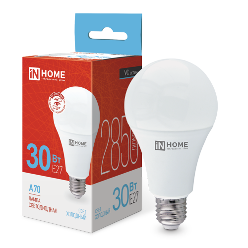 Лампа светодиодная LED-A70-VC 30Вт 230В Е27 6500К 2850Лм IN HOME - Фото