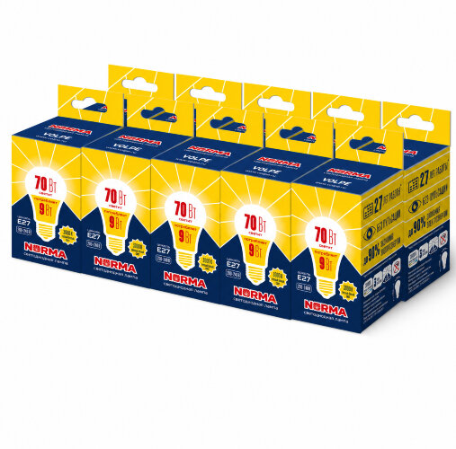 LED-A60-9W-3000K-E27-FR-NR SET10 Лампа светодиодная, Форма A, матовая, Серия Norma, Теплый белый свет 3000K, Картон, Упаковка 10 штук - фото 1