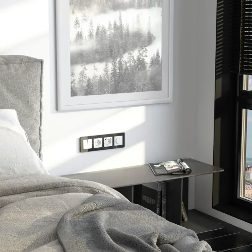 Рамка из стекла на 4 поста Elite черный W0042448 - фото 3