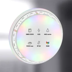 Светодиодная лента 12В 5050 14,4Вт/м Цветная (RGB) 5м IP20 (Белый) 10134