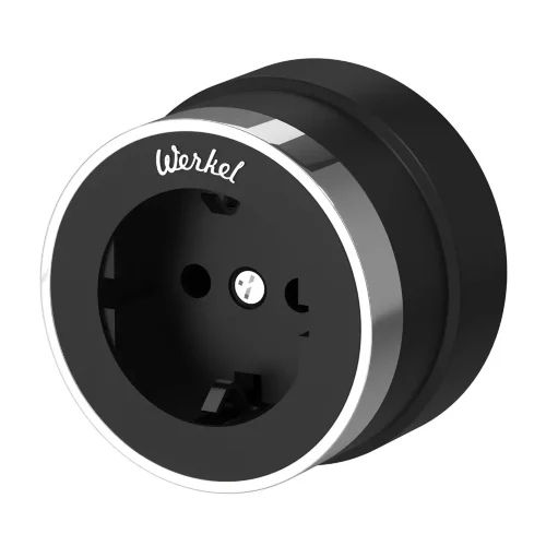 Розетка с заземлением Vintage черный матовый/хром W5871051 - фото