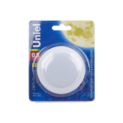DTL-303-Круг-White-3Led-0.5W Светильник-ночник, Блистерная упаковка.