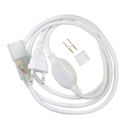 UCX-SP2-N21 WHITE 1 STICKER Провод электрический для светодиодных лент ULS-N21 NEON 220В, 8x16мм, 2 контакта, Цвет белый, TM Uniel - фото 1