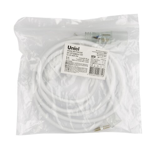 UCX-SP2-N21 WHITE 1 STICKER Провод электрический для светодиодных лент ULS-N21 NEON 220В, 8x16мм, 2 контакта, Цвет белый, TM Uniel - фото 2