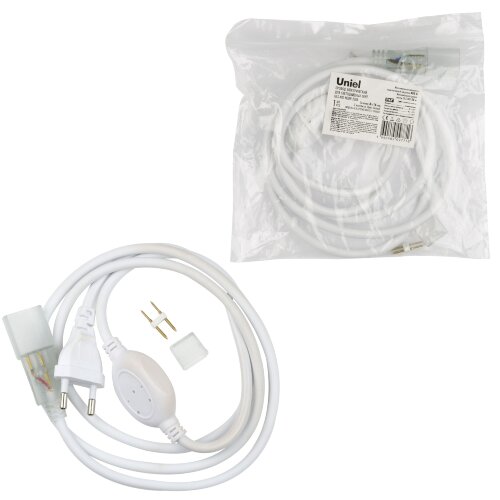 UCX-SP2-N21 WHITE 1 STICKER Провод электрический для светодиодных лент ULS-N21 NEON 220В, 8x16мм, 2 контакта, Цвет белый, TM Uniel - фото 3