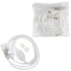 UCX-SP2-N21 WHITE 1 STICKER Провод электрический для светодиодных лент ULS-N21 NEON 220В, 8x16мм, 2 контакта, Цвет белый, TM Uniel