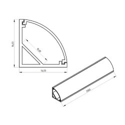 Алюминиевый профиль LC1616 168 (2000х16х16мм с рассеивателем)