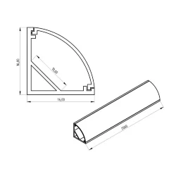 Алюминиевый профиль LC1616 168 (2000х16х16мм с рассеивателем)