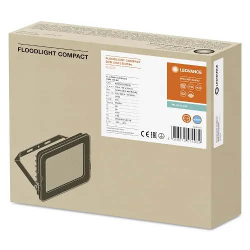 Прожектор светодиодный 50W/6500K (=400W) IP65 5000Lm Симметричный 100° Чёрный | FLOODLIGHT COMPACT | - LEDVANCE. Фото 5