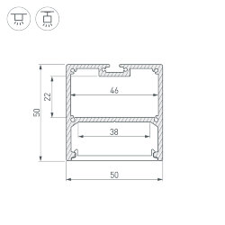 Профиль с экраном SL-LINE-5050-2500 ANOD+OPAL (Arlight, Алюминий)