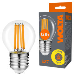 Светодиодная лампа WOLTA FILAMENT WF-G45-12W3KE27 12Вт 3000K Е27