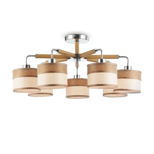 Двухцветные абажуры, сделанные из мешковины, сочетаются с древесной арматурой. Благодаря большому ассортименту изделий серии Helen легко выбрать светильник как для просторных помещений, так и для небольших. (Хром) - фото