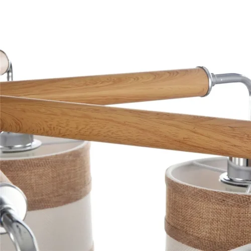 Двухцветные абажуры, сделанные из мешковины, сочетаются с древесной арматурой. Благодаря большому ассортименту изделий серии Helen легко выбрать светильник как для просторных помещений, так и для небольших. (Хром) - фото 2