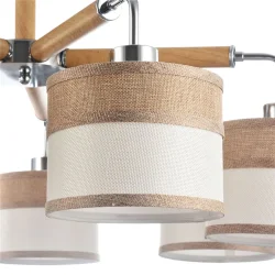 Двухцветные абажуры, сделанные из мешковины, сочетаются с древесной арматурой. Благодаря большому ассортименту изделий серии Helen легко выбрать светильник как для просторных помещений, так и для небольших. (Хром)