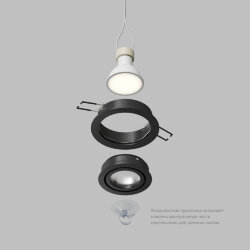 Встраиваемый влагозащищённый светильник HYDRO, IP44, до 15 Вт LED, GU10, алюминий, чёрный, Denkirs DK2110-BK