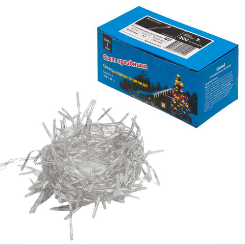 ULD-S0300-200/DTA WHITE IP20 FIRECRACKERГирлянда светодиодная с контроллером «Фейерверк», 3м. 200 светодиодов. Белый свет. Провод прозрачный. ТМ Uniel - фото
