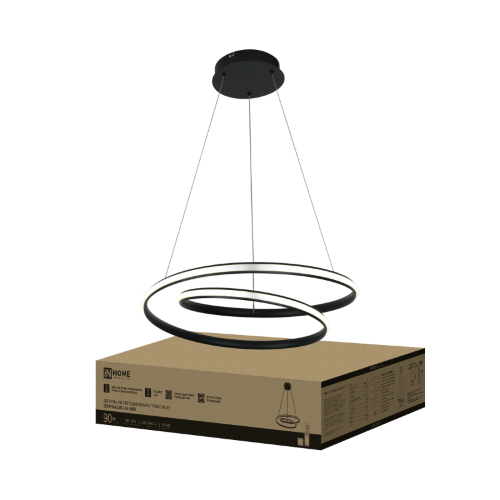 Светильник светодиодный ESTETIKA DALI-HL-90BL 90Вт 230В 3000-6500K 500х500x120мм 1.2м трос ДУ черный IN HOME - Фото