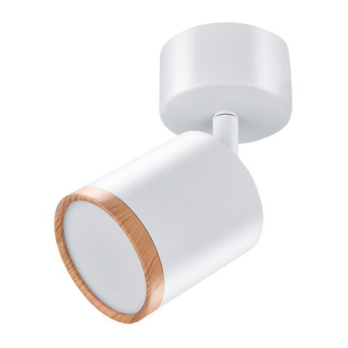 Светильник накладной светодиодный LUMIN'ARTE SPOT06 5W LED, 4000K, 375лм, D70x146мм, поворотный, матовый белый/дерево 1/20 - фото.