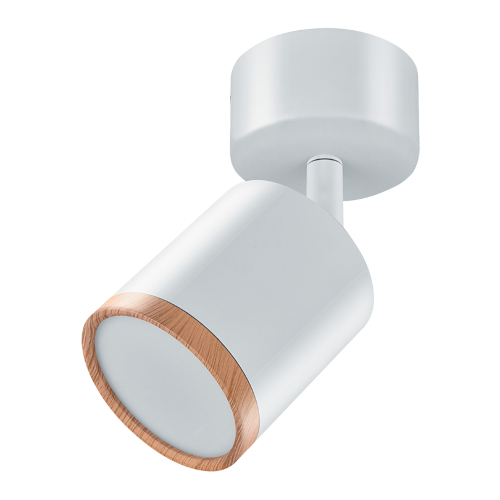 Светильник накладной светодиодный LUMIN'ARTE SPOT06 5W LED, 4000K, 375лм, D70x146мм, поворотный, матовый белый/дерево 1/20 - фото.