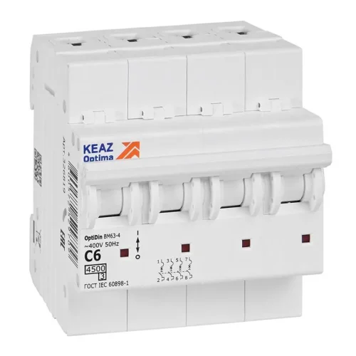 Выключатель автоматический модульный OptiDin BM63-4C6-4.5-УХЛ3 КЭАЗ 326819 - фото