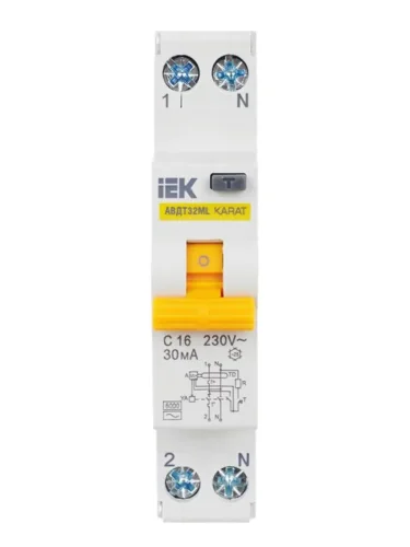 Выключатель автоматический дифференциального тока C 16А 30мА АВДТ32МL KARAT IEK MVD12-1-016-C-030 - фото 2