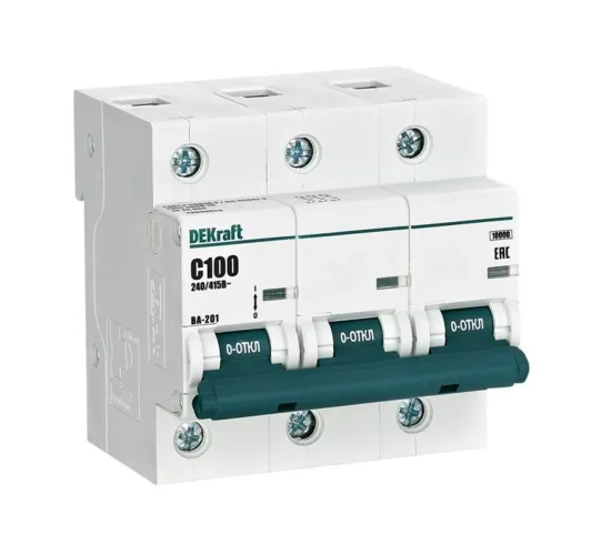 Выключатель автоматический модульный 3п C 100А 10кА ВА-201 DEKraft 13009DEK - фото