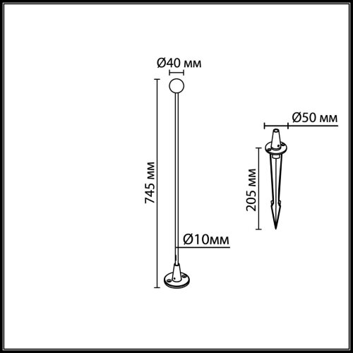 Ландшафтный светильник «ODEON LIGHT» 7123/1GL, серия: NOTTE (крепление на основание; колышек). Фото 3.