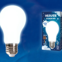 LED-A60-7W-4000K-E27-FR GLH01WH Лампа светодиодная, Форма A, матовая, Серия Heaven, Белый свет 4000K