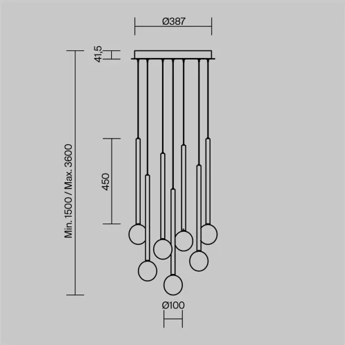 Подвесной светильник Bubble dream 3000К 23Вт (Черный и Латунь) - фото 2