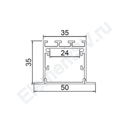 Алюминиевый профиль врезной CX-A017-R5 319 (2500x50/35x35мм с рассеивателем)