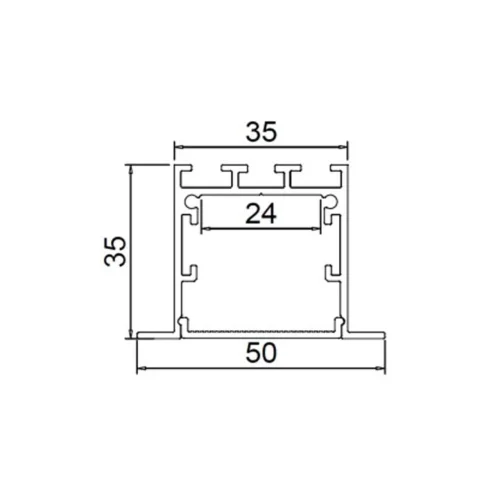 Алюминиевый профиль врезной CX-A017-R5 319 (2500x50/35x35мм с рассеивателем) - фото II