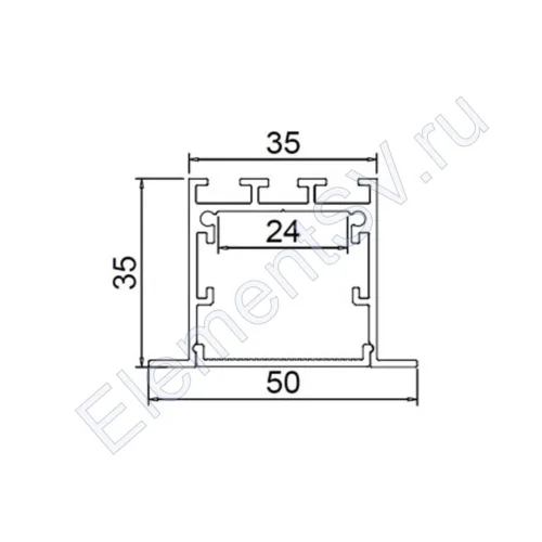 Алюминиевый профиль врезной CX-A017-R5 319 (2500x50/35x35мм с рассеивателем) - фото 2.