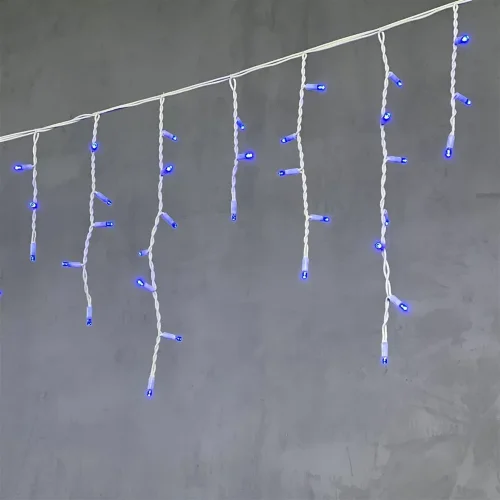 Гирлянда Бахрома 3,1 x 0,5 м Синяя 220В, 120 LED, Провод Белый Каучук, IP65. Фото 1.