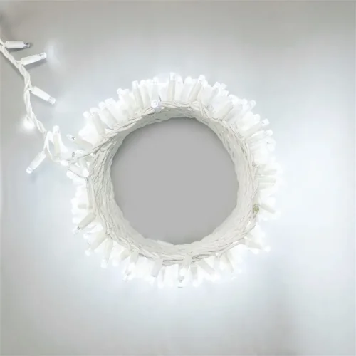 Гирлянда Нить Шатровая с Колпачком 10м Белая с Мерцанием Белого Диода, 300 LED, Провод Белый Каучук. Фото 1.