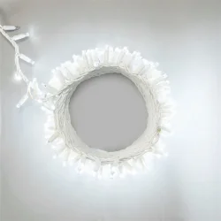 Гирлянда Нить Шатровая с Колпачком 10м Белая с Мерцанием Белого Диода, 300 LED, Провод Белый Каучук