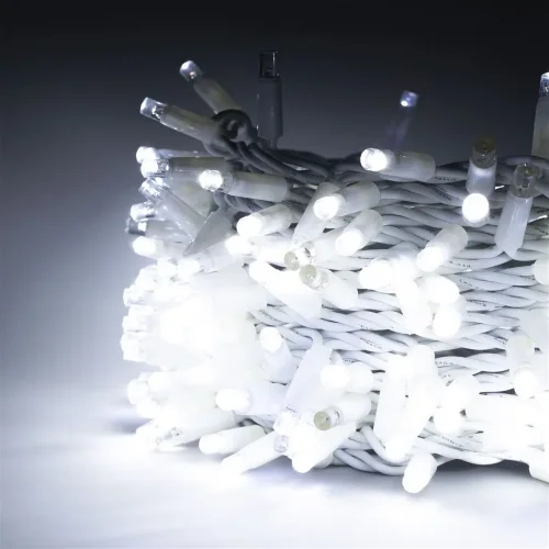 Гирлянда Нить Шатровая с Колпачком 10м Белая с Мерцанием Белого Диода, 300 LED, Провод Белый Каучук. Фото 3.