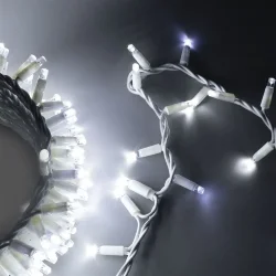 Гирлянда Нить Шатровая с Колпачком 10м Белая с Мерцанием Белого Диода, 300 LED, Провод Белый Каучук