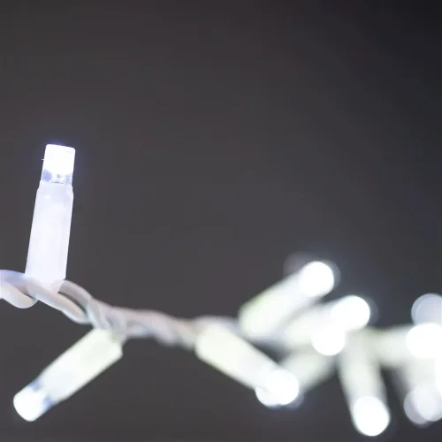 Гирлянда Нить Шатровая с Колпачком 10м Белая с Мерцанием Белого Диода, 300 LED, Провод Белый Каучук. Фото 5.