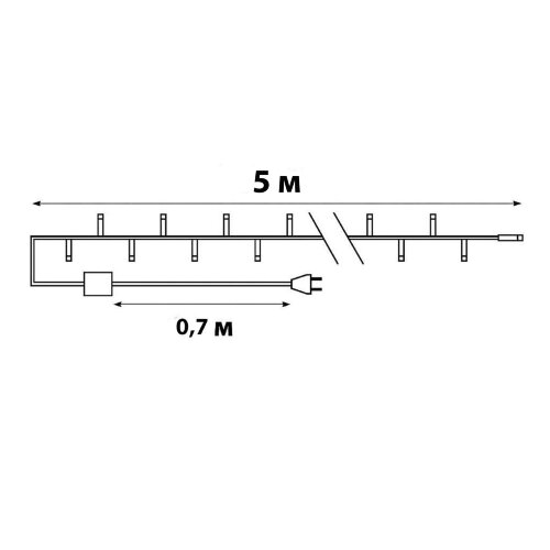 UDL-S0500-050-DGA MULTI IP20 MINI Гирлянда с контроллером, 5м, 50 миниламп накаливания, Разноцветный свет, Провод зеленый. - фото 9