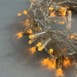 Гирлянда Нить с Колпачком 10м Желтая 24В, 100 LED, Провод Прозрачный ПВХ, IP65