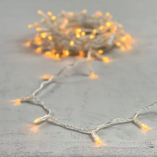 Гирлянда Нить с Колпачком 10м Желтая 24В, 100 LED, Провод Прозрачный ПВХ, IP65. Фото 6.