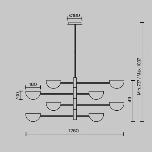 Подвесной светильник Mollis G9х8 (Черный) - фото